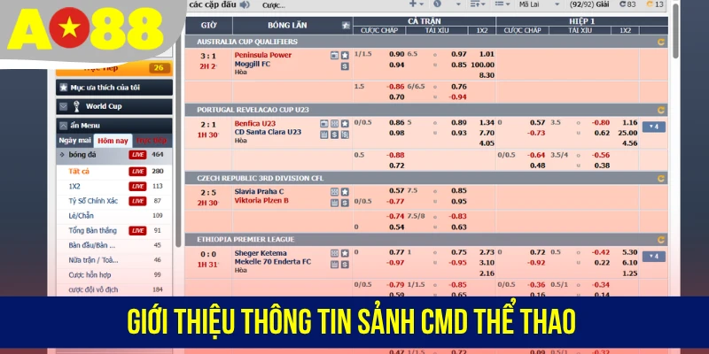 Giới thiệu thông tin sảnh CMD thể thao