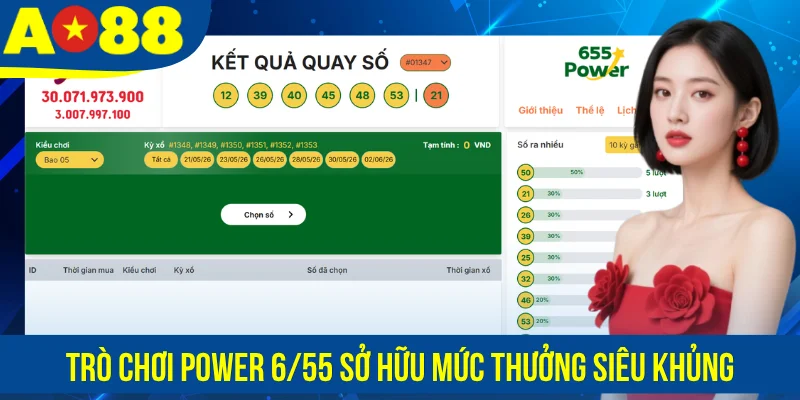 Trò chơi Power 6/55 sở hữu mức thưởng siêu khủng