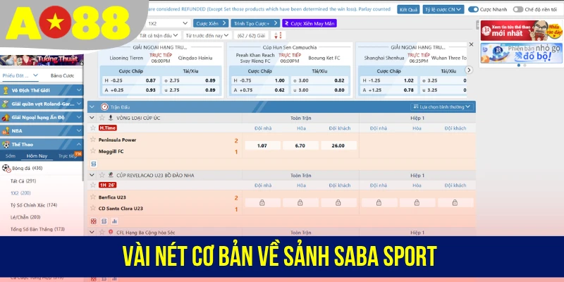 Vài nét cơ bản về sảnh SABA Sport